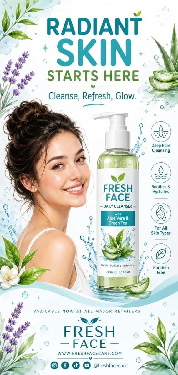 Face Wash Ad Poster Template