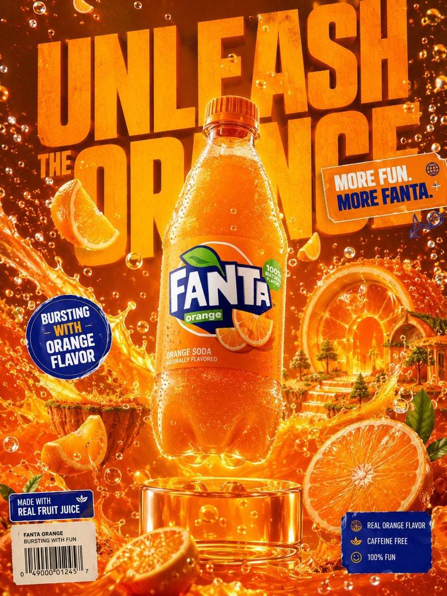 Fanta Orange 3D Advertising Poster