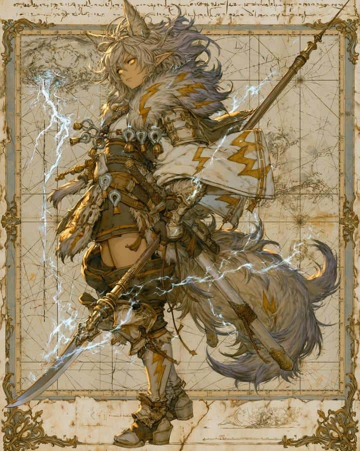 Fantasy Fox Warrior Anime Concept Art