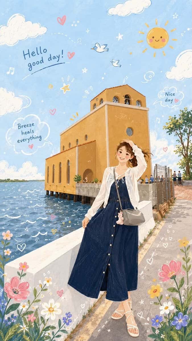 Folk Flat Illustration AI Prompt Template