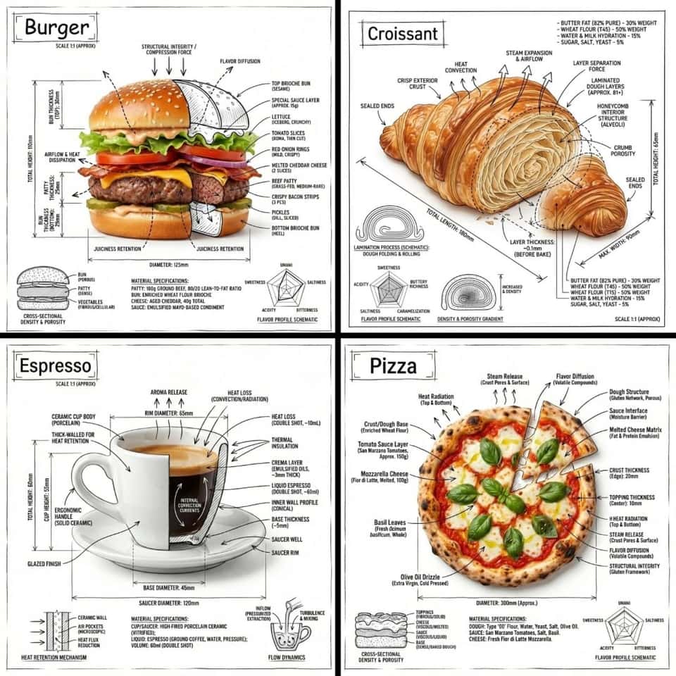 Food Infographic Technical Illustration Template