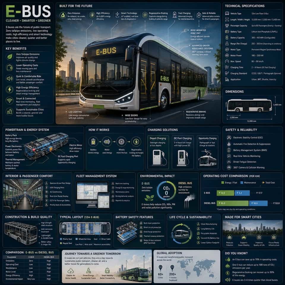 Futuristic Electric Bus Infographic Template