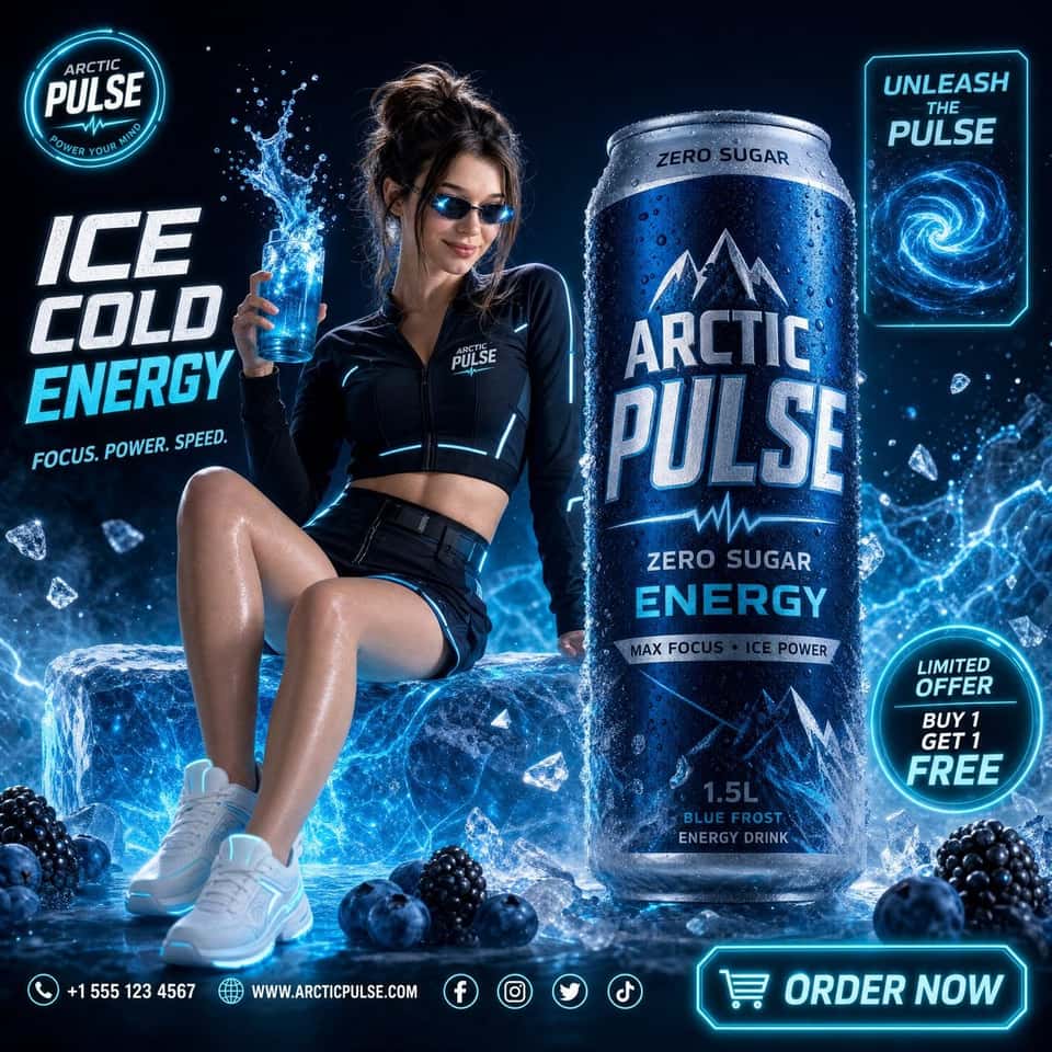 Futuristic Energy Drink Ad Template