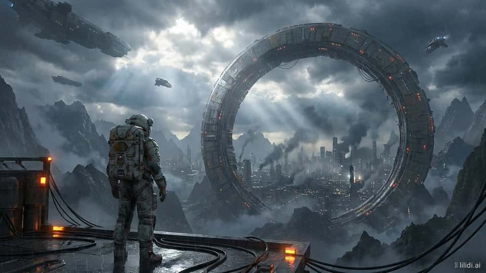 Futuristic Megacity Inside Colossal Ring Megastructure