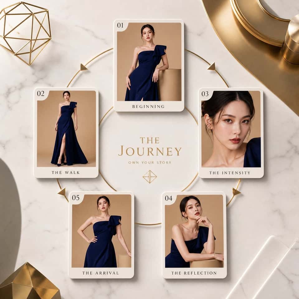 Futuristic Timeline Photo Card Editorial Layout