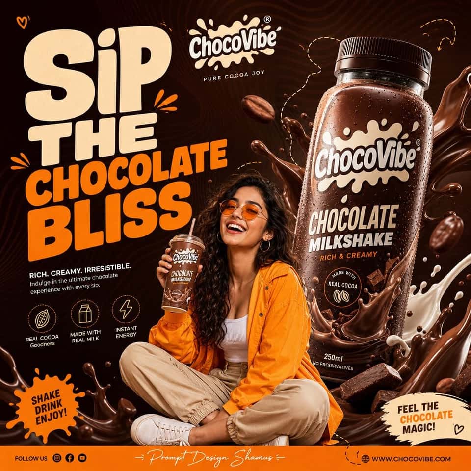 Gen Z Chocolate Milkshake Advertising Poster