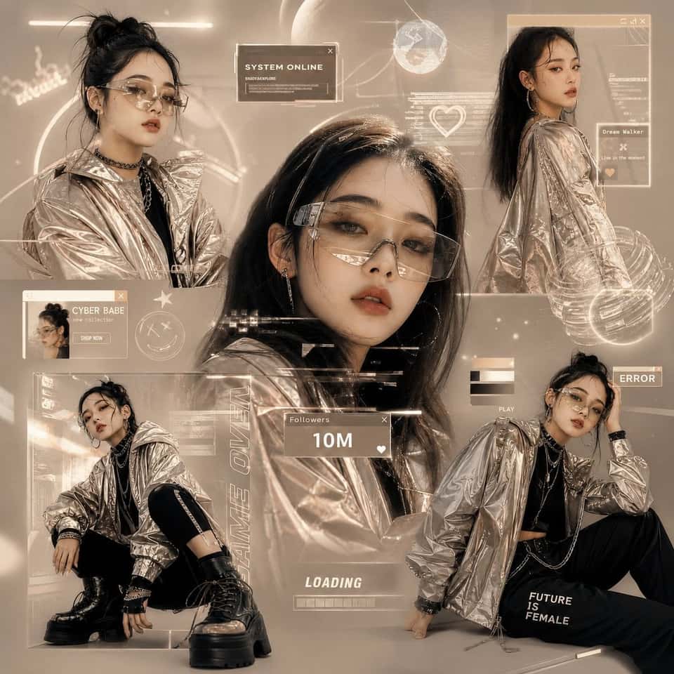Gen Z Futuristic Fashion Collage