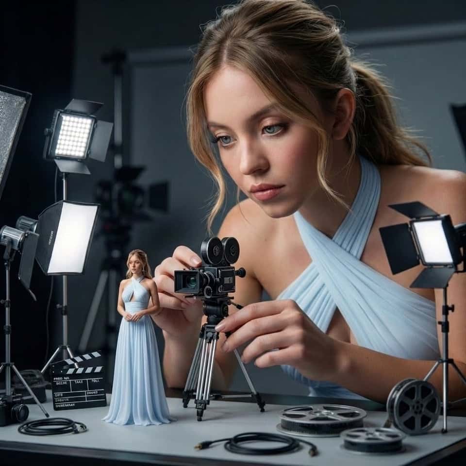 Giant Filmmaker Miniature Camera Studio Scene