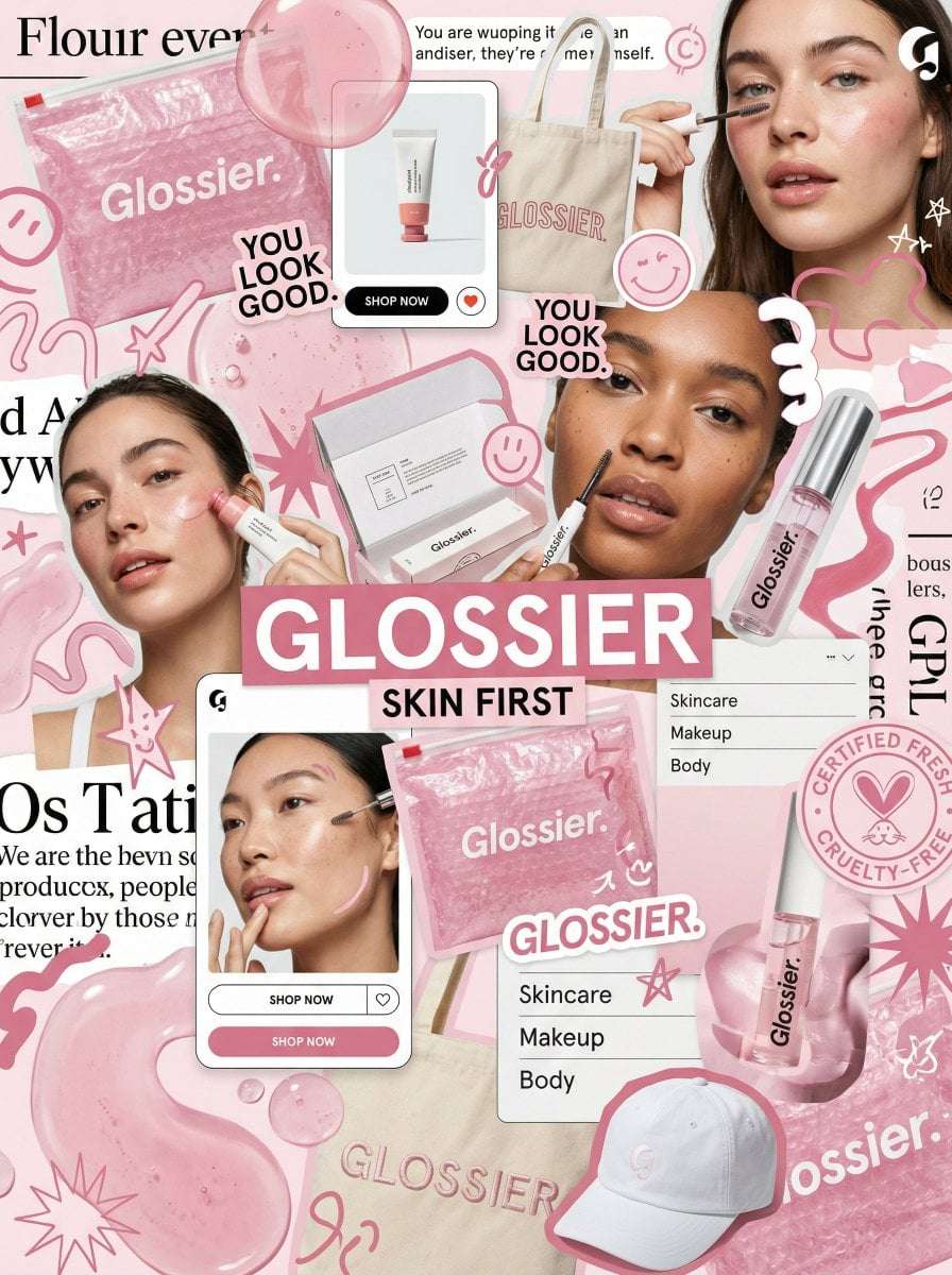 Glossier Brand Moodboard Collage Template