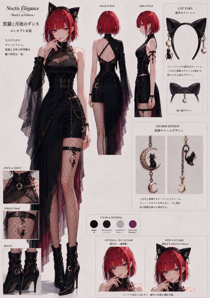 Gothic Black Cat Fashion AI Prompt