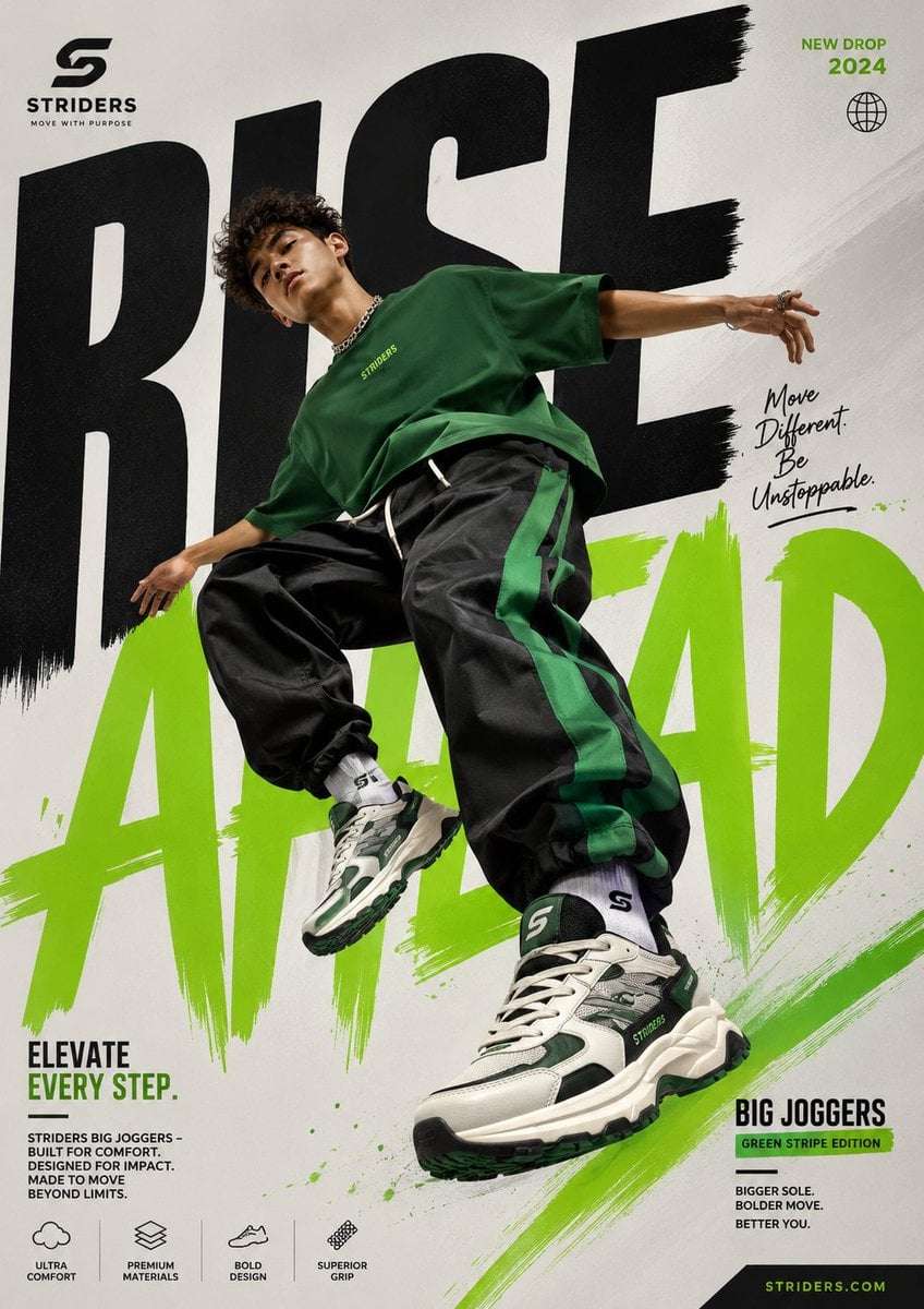 Graphic Shoe Ad Poster Template