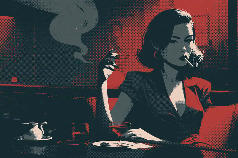 Halftone Film Grain Noir Illustration Template