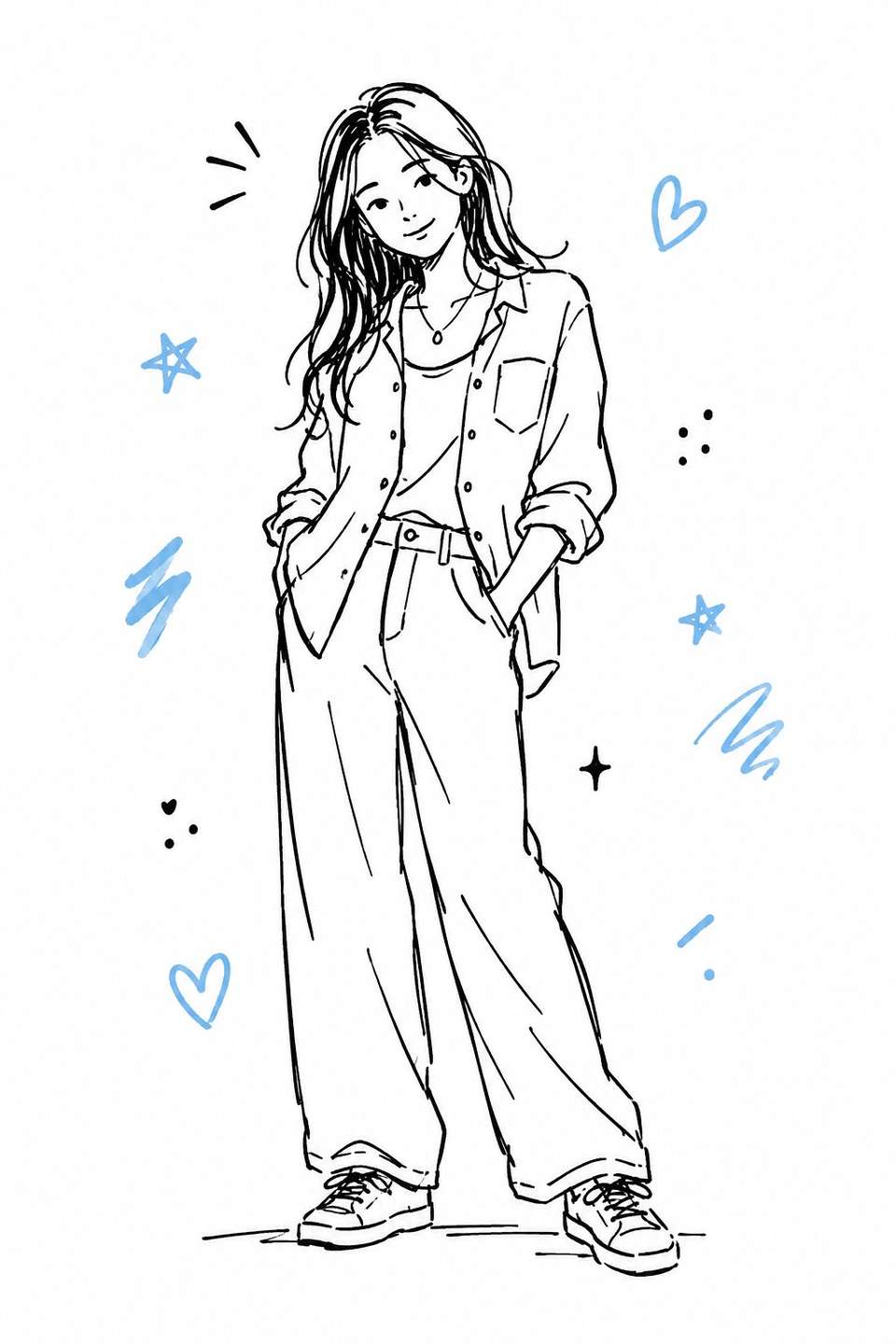 Hand Drawn Woman Doodle Illustration Template