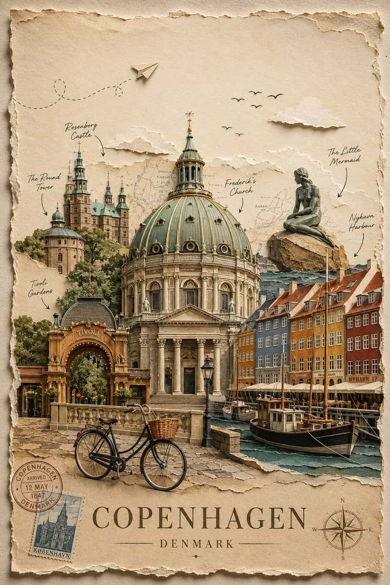 Handcrafted Paper Collage Travel Poster Template