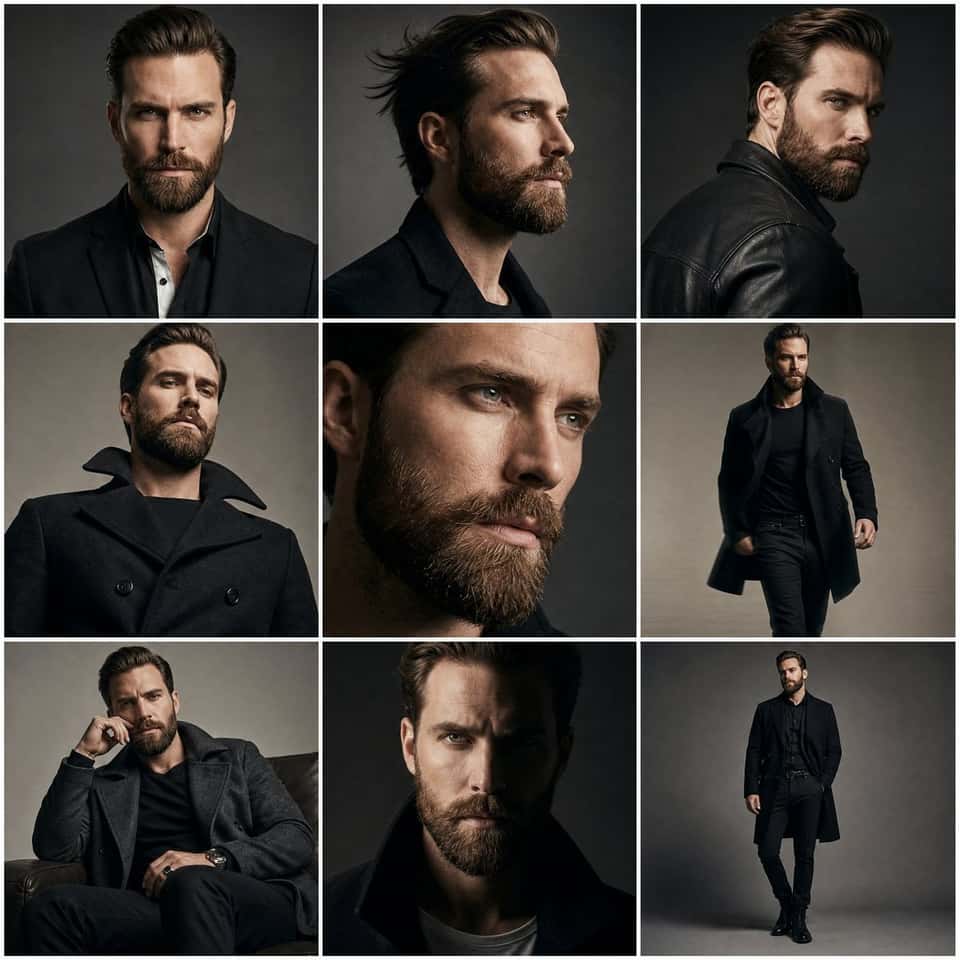 Hollywood Male Model Fashion Editorial Grid