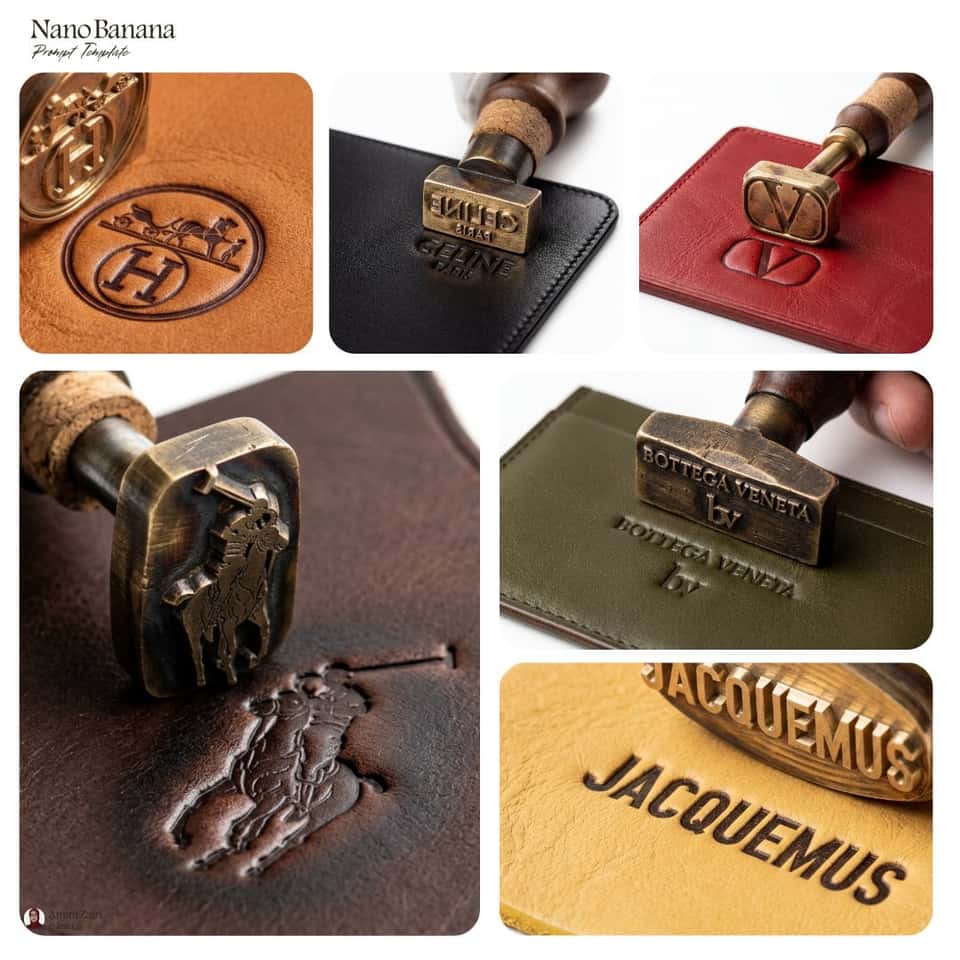 Hyper-Realistic Brass Stamp Leather Photo