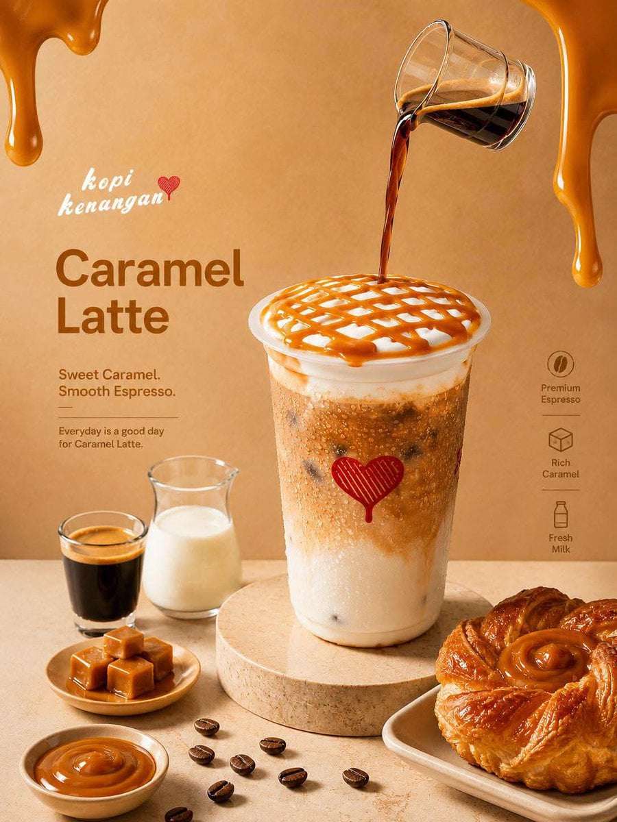 Iced Caramel Latte Food Photography Template