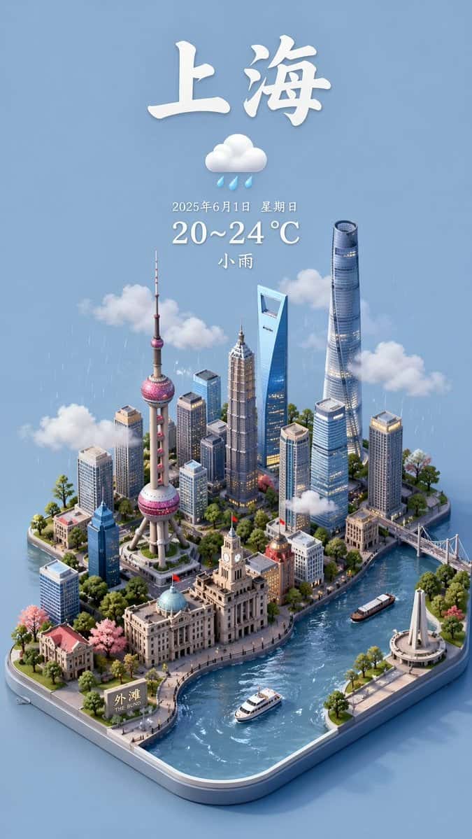 Isometric Shanghai Weather Scene
