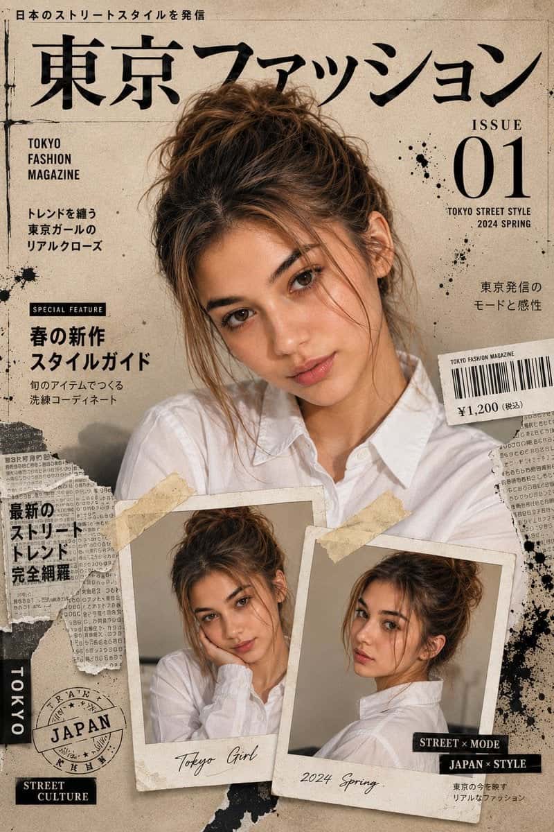 Japanese Fashion Magazine Cover Template