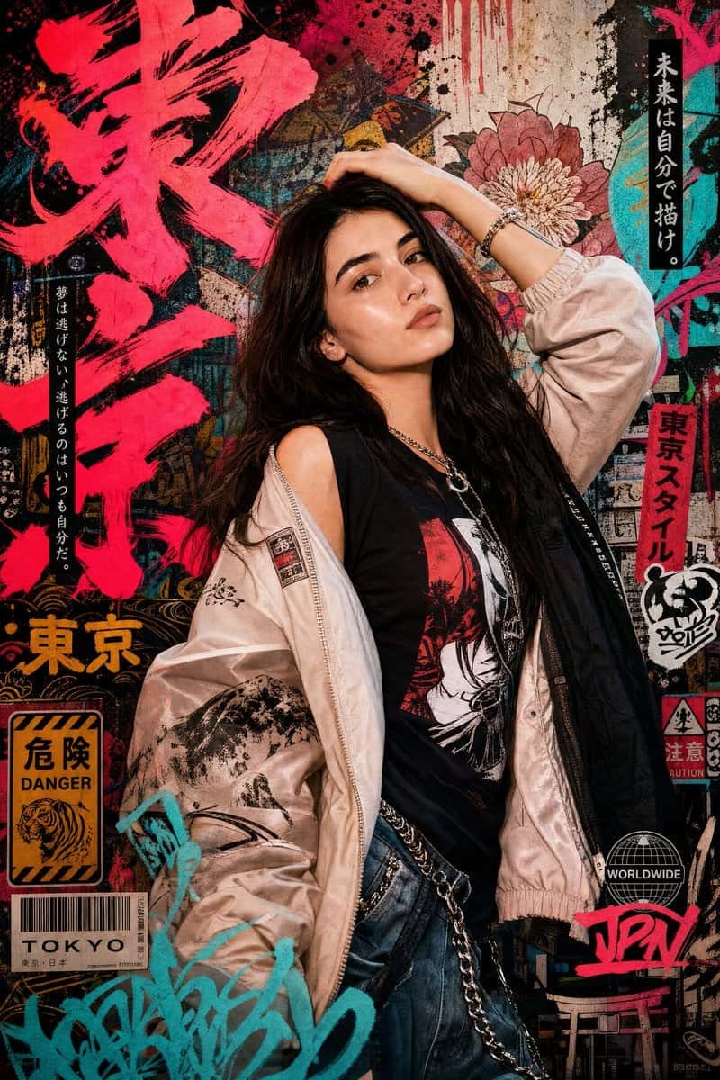 Japanese Graffiti Fashion Poster Template