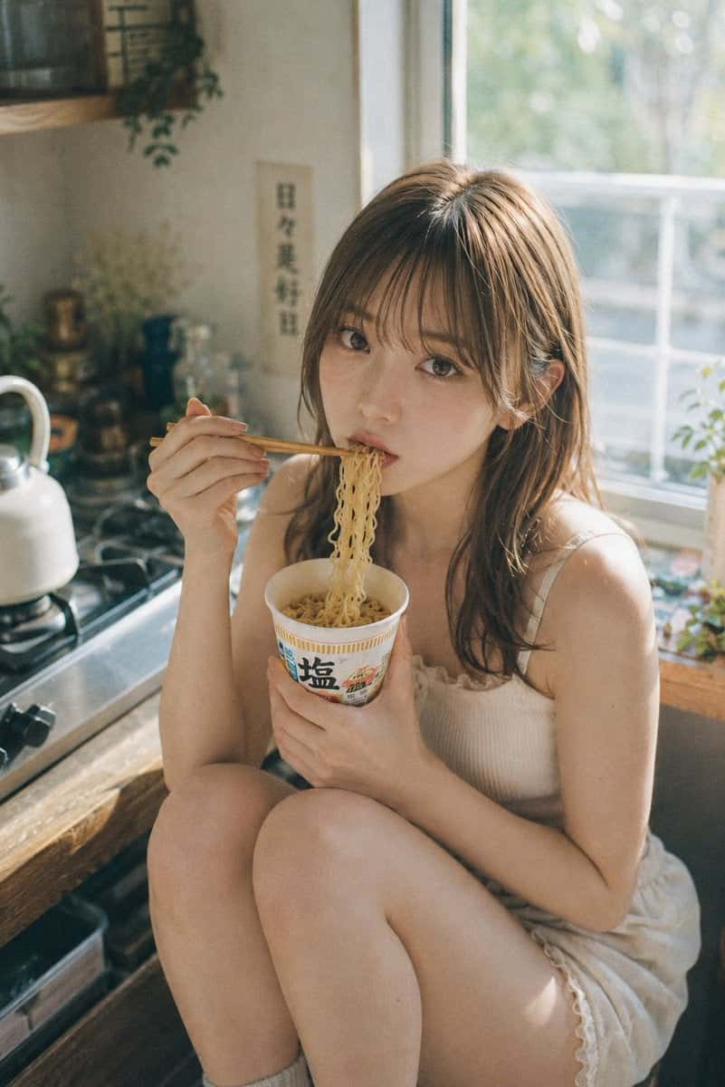 Japanese Kitchen Ramen Girl Photo