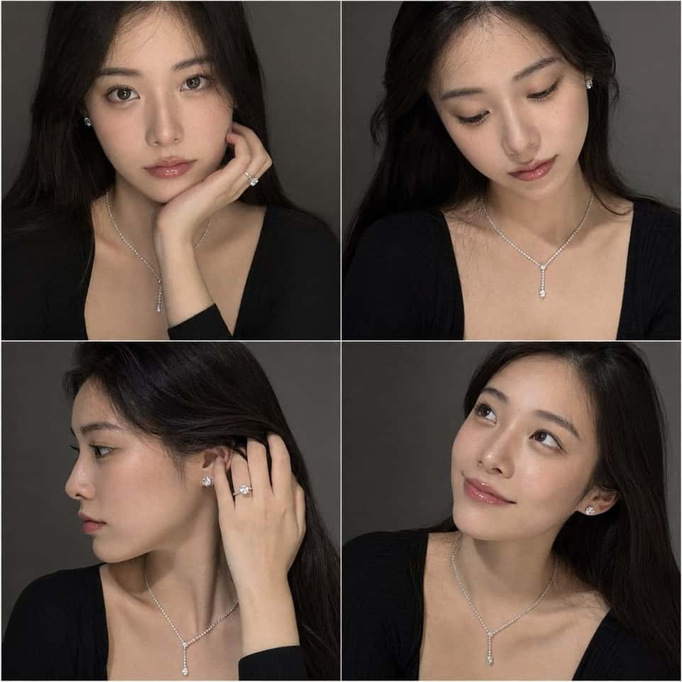 Japanese Woman Luxury Jewelry Portrait Grid
