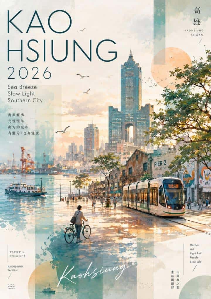 Kaohsiung Taiwan Watercolor Travel Poster