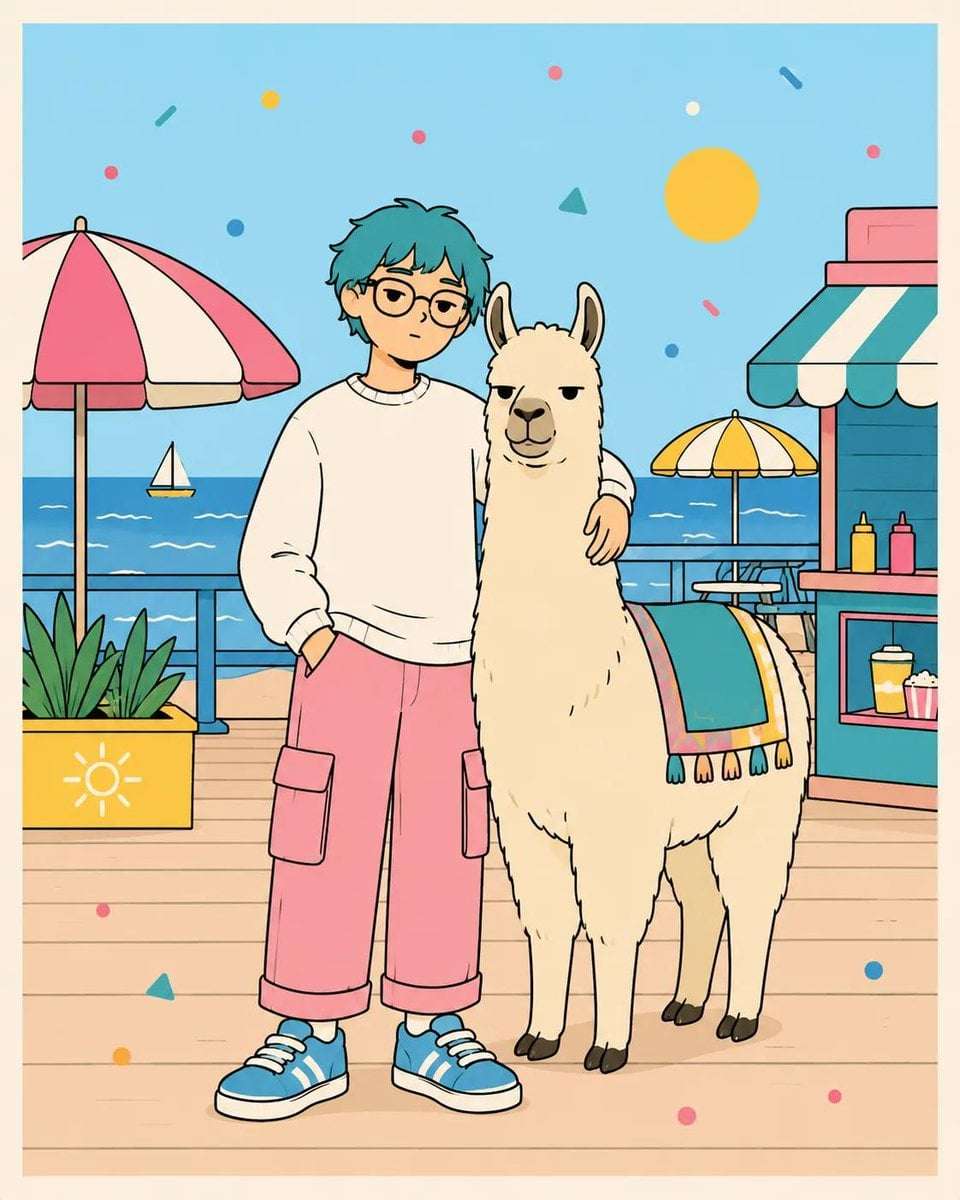 Kawaii Animal Companion Doodle Illustration
