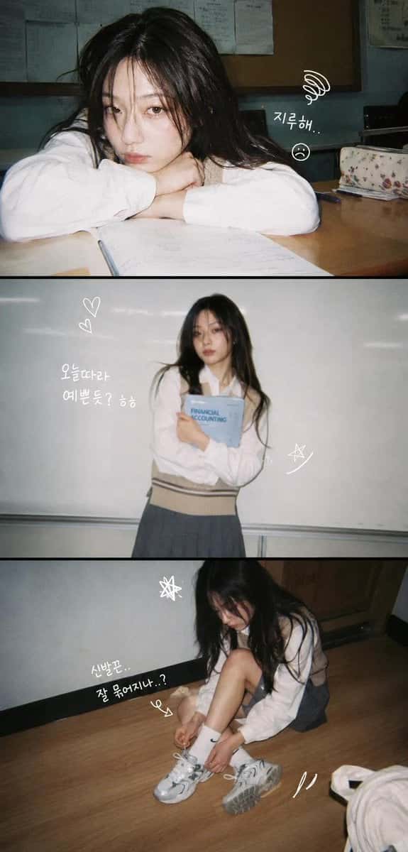 Korean Girl College Photo Strip Template