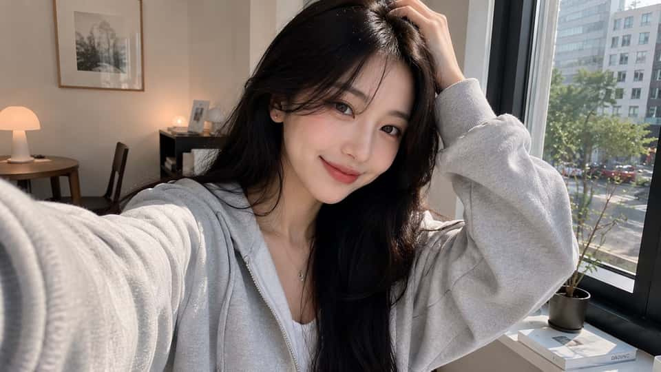 Korean Woman Selfie Prompt Template