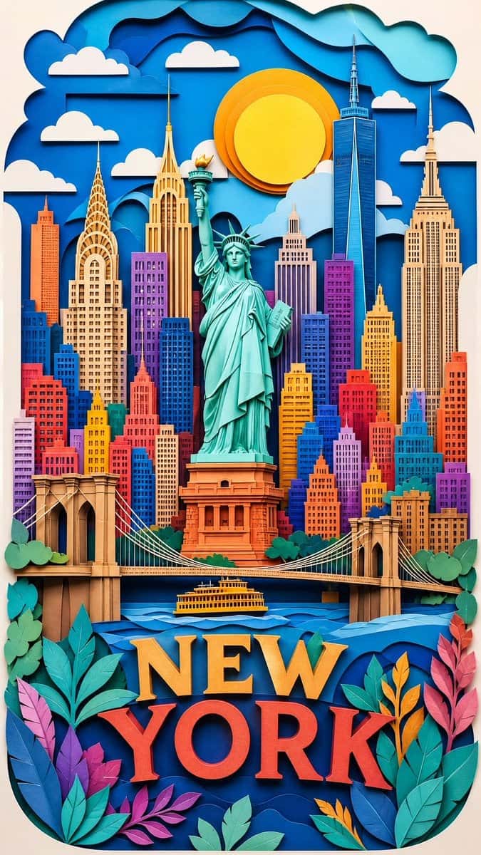 Layered Papercut Art Travel Poster