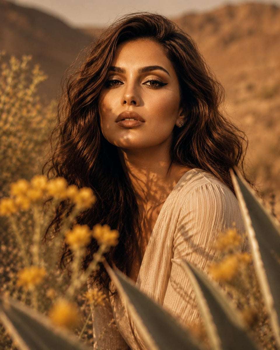 Luxury Beauty Portrait Desert Golden Hour