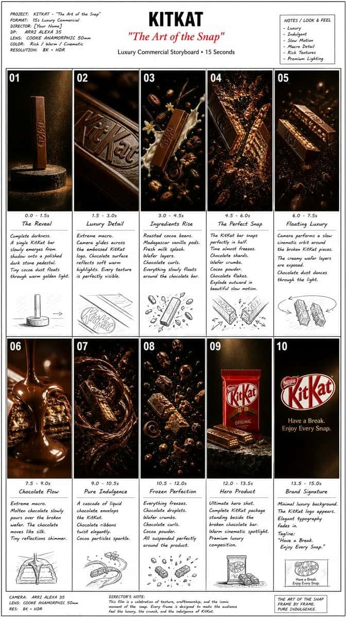 Luxury Chocolate Commercial Storyboard Template