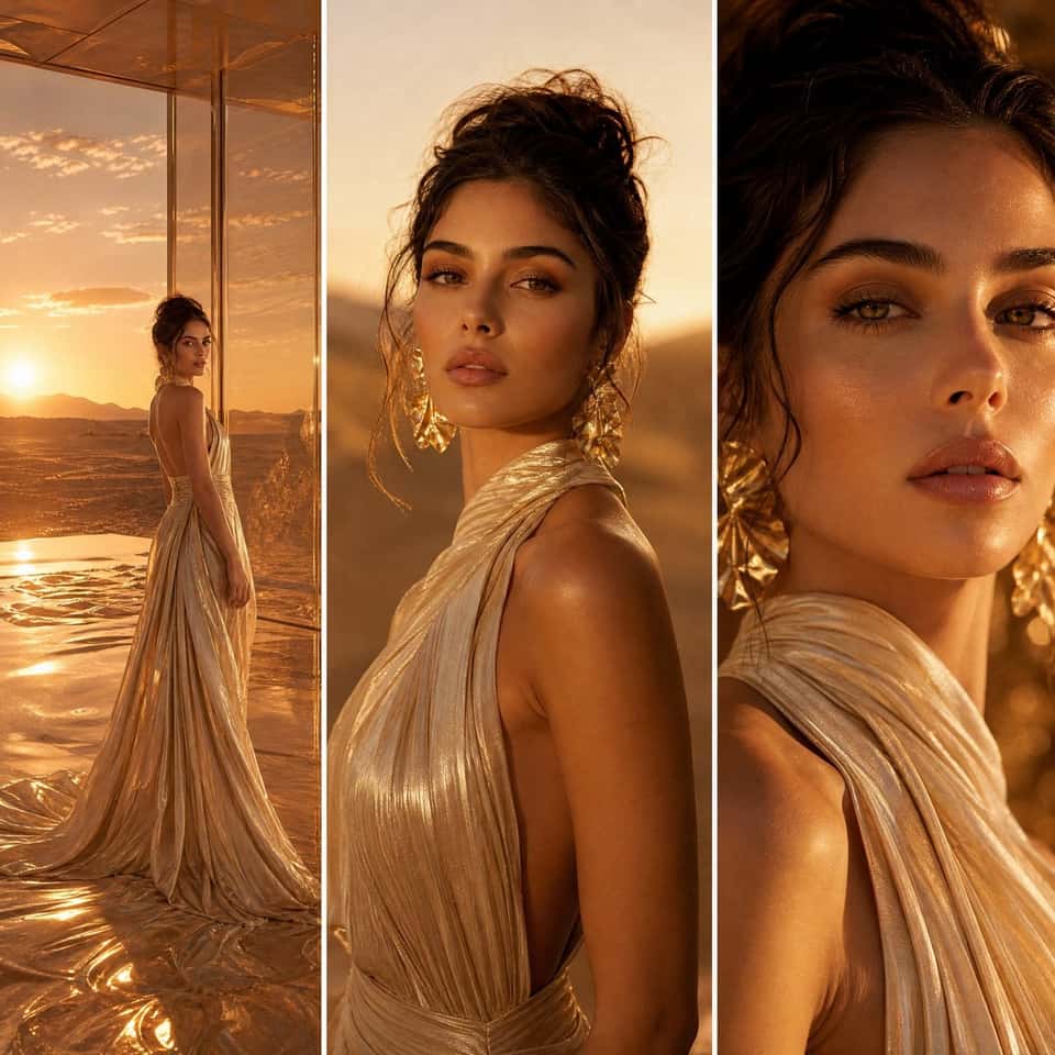 Luxury Desert Fashion Editorial Triptych