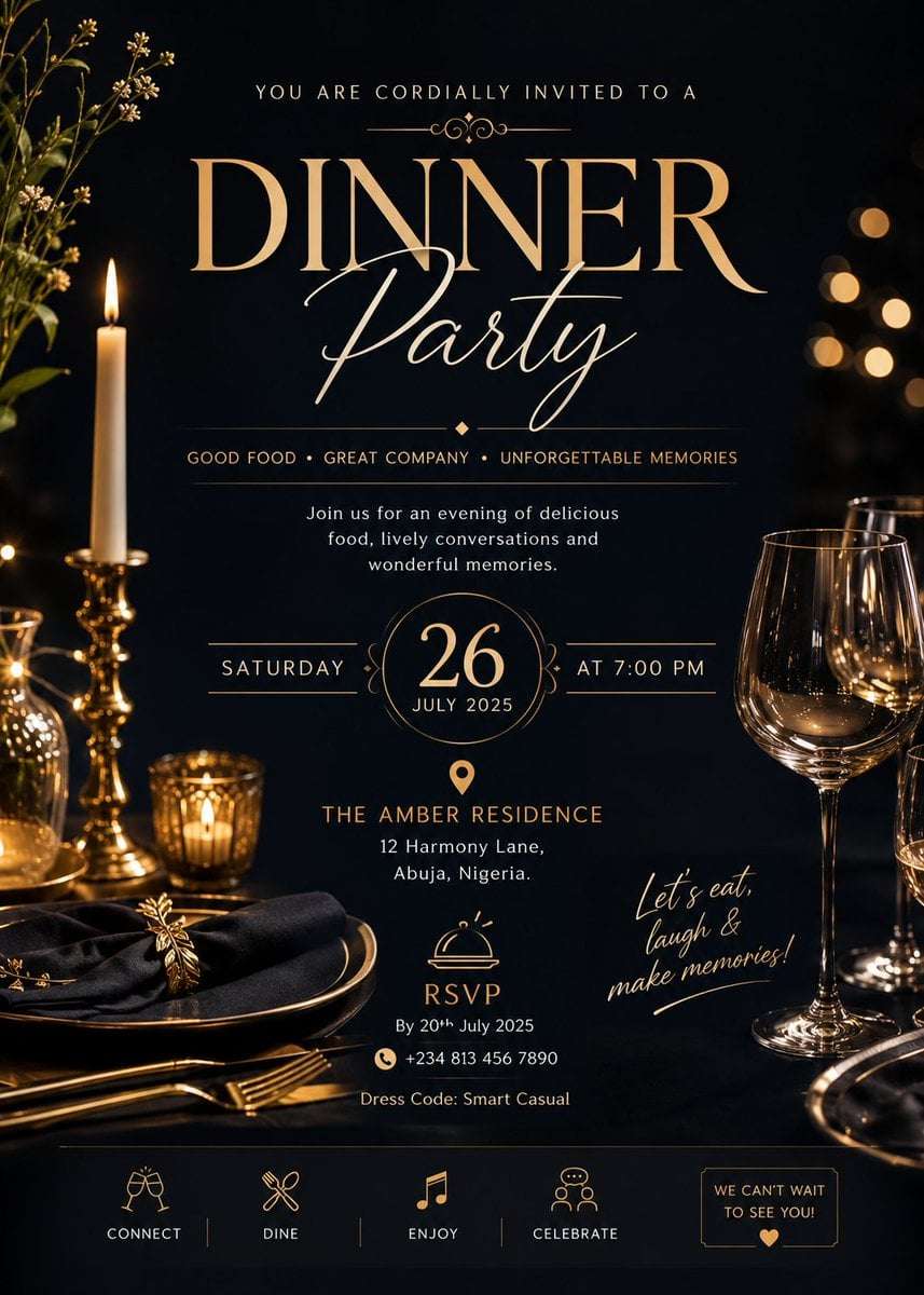 Luxury Dinner Party Invitation Poster