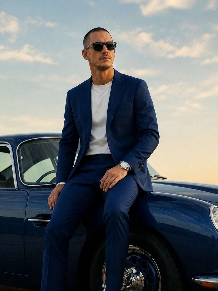 Luxury Man Vintage Car Editorial Portrait