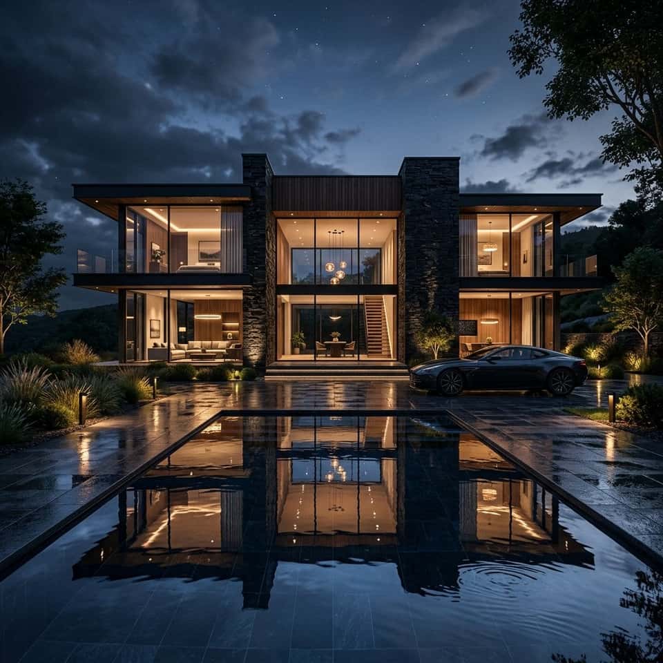 Luxury Mansion Night Cinematic AI Prompt