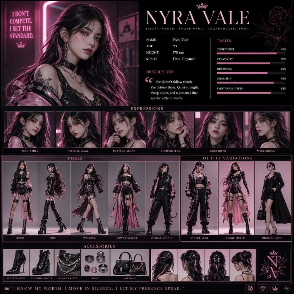 Luxury Pink Fashion Character Poster Template