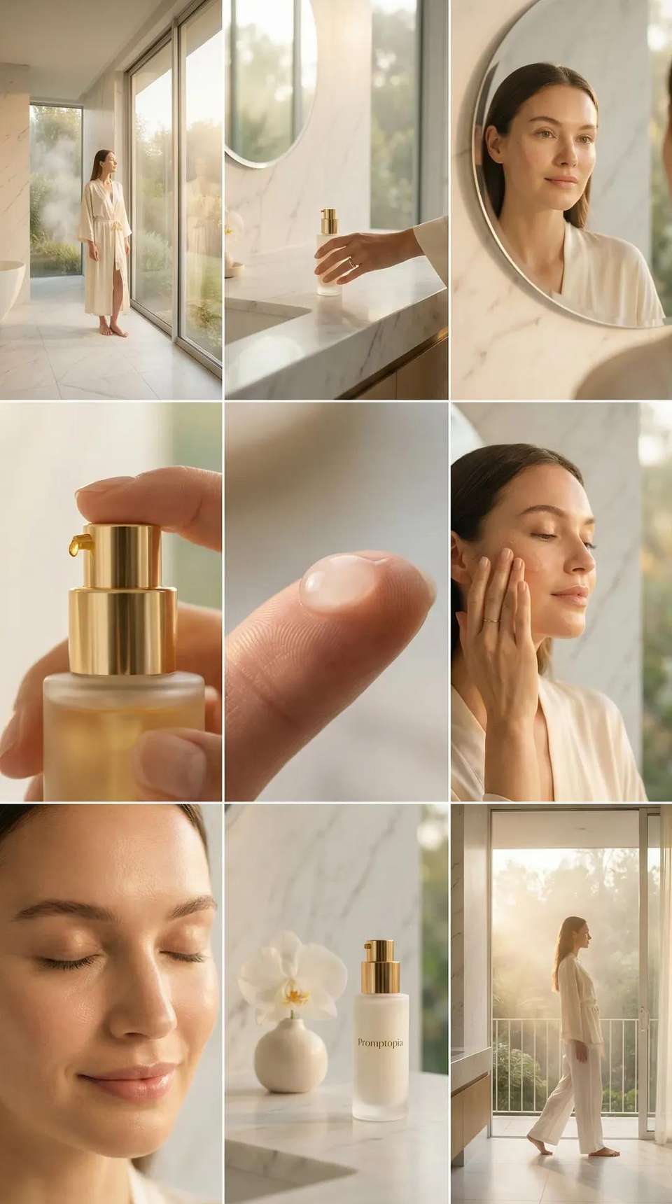 Luxury Skincare Routine Cinematic Photo Collage