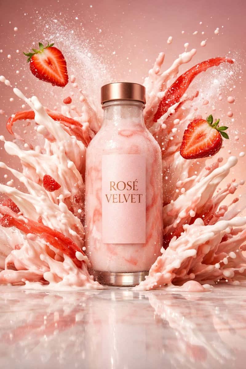 Luxury Strawberry Shake Splash Photography