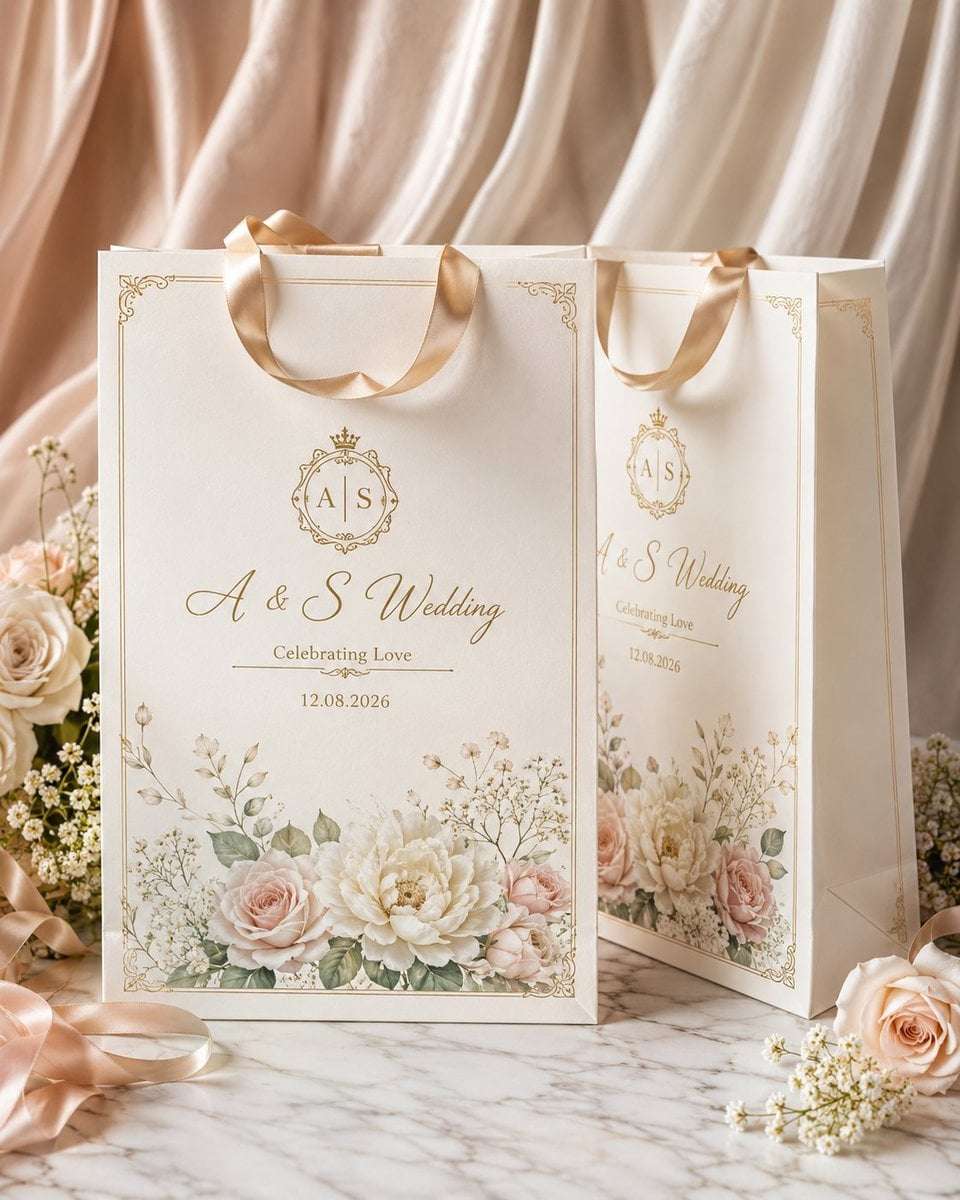 Luxury Wedding Gift Bag Mockup Template