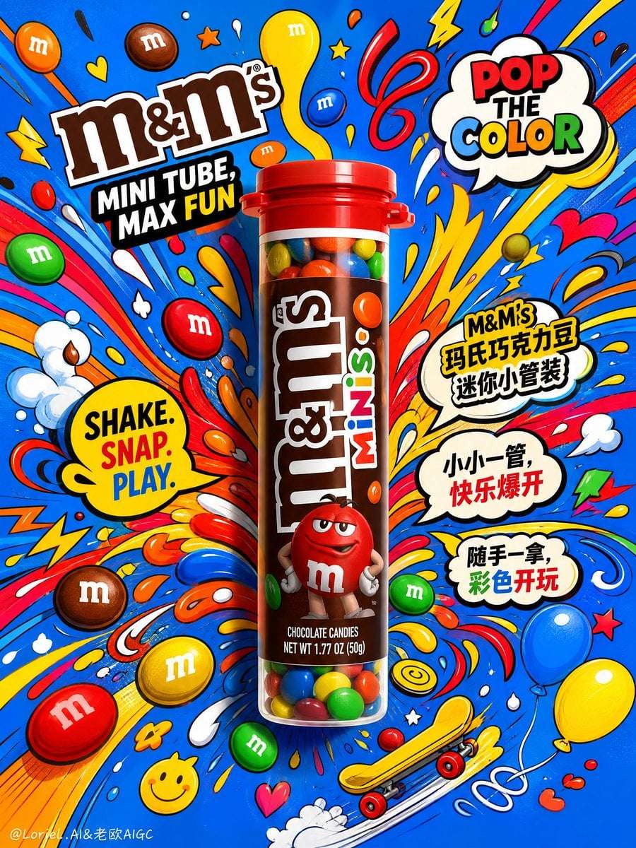 M&M's Mini Tube Pop Art Poster