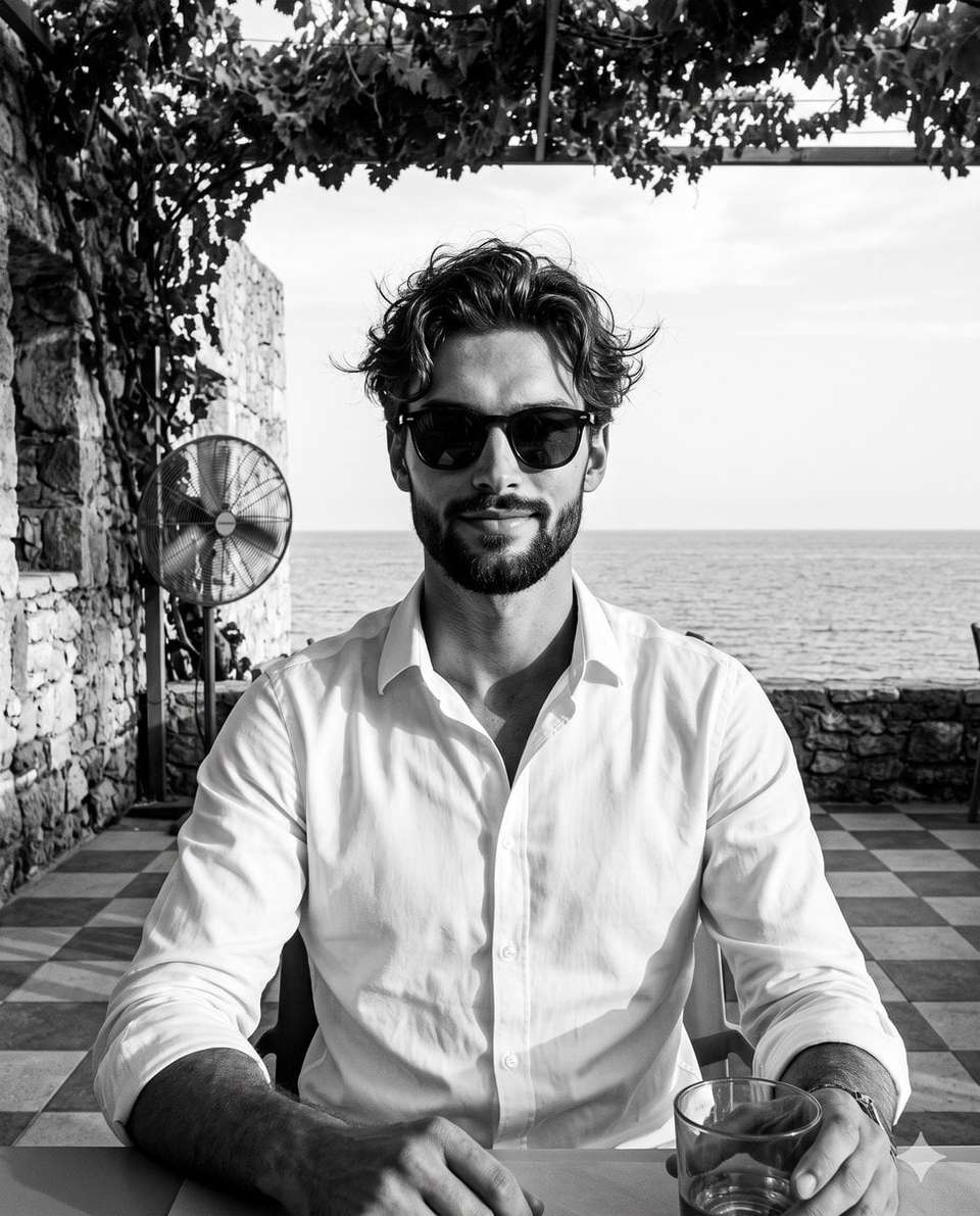 Man Coastal Editorial Photograph Black White