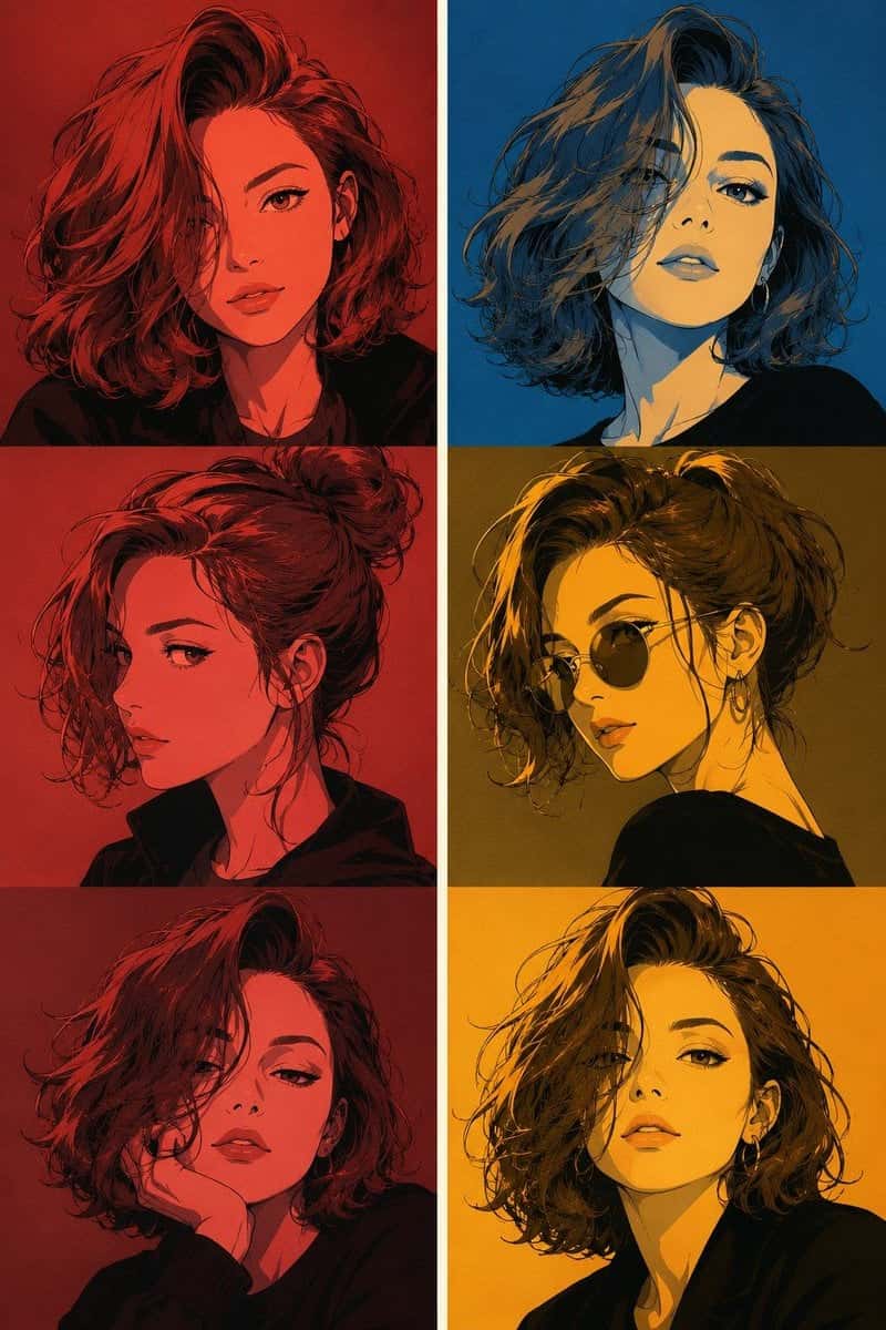 Manga Character Triptych Poster Design