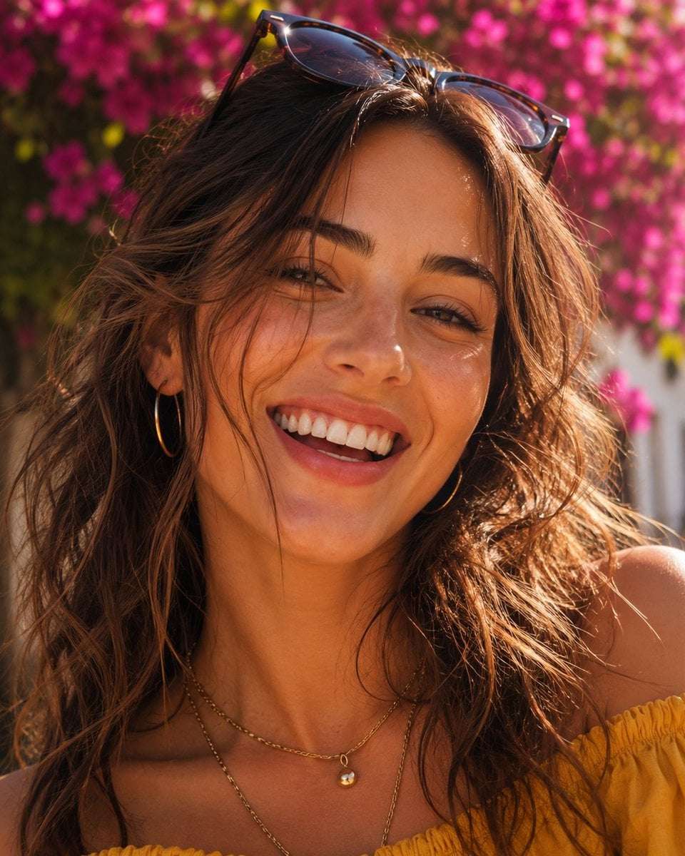 Mediterranean Woman Golden Hour Lifestyle