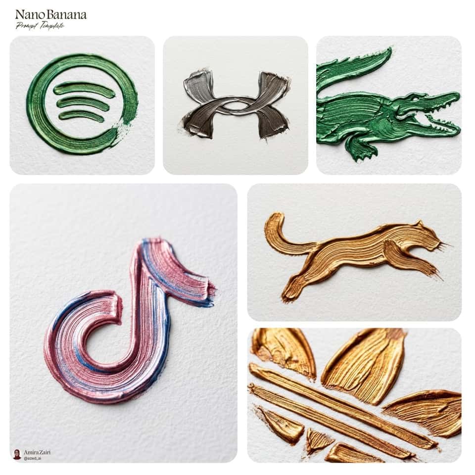 Metallic Paint Brushstroke Logo Template
