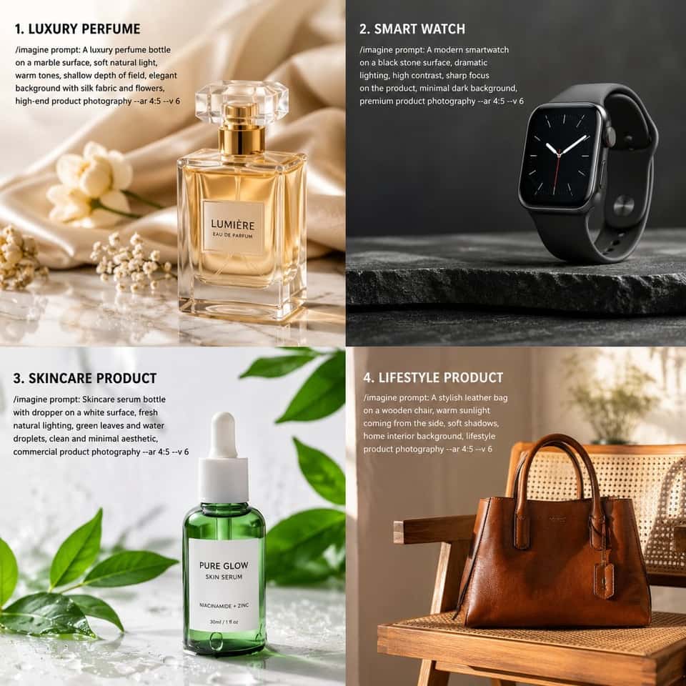 Midjourney Product Photography Prompt Template