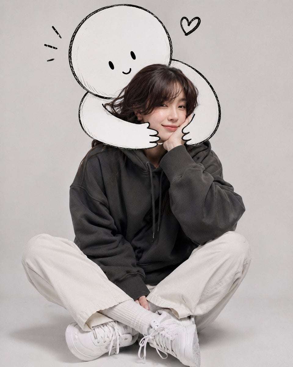 Minimalist Cute Woman Studio Portrait
