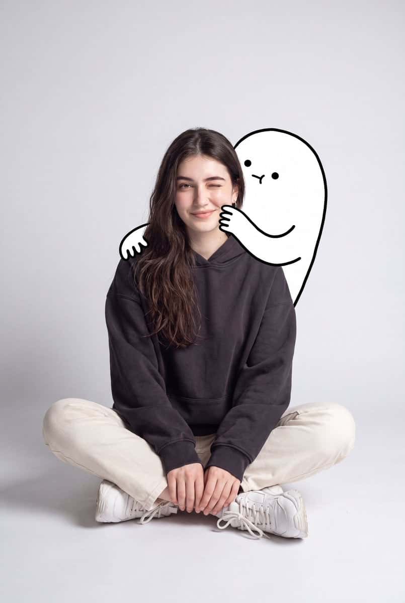 Minimalist Cute Woman Studio Portrait