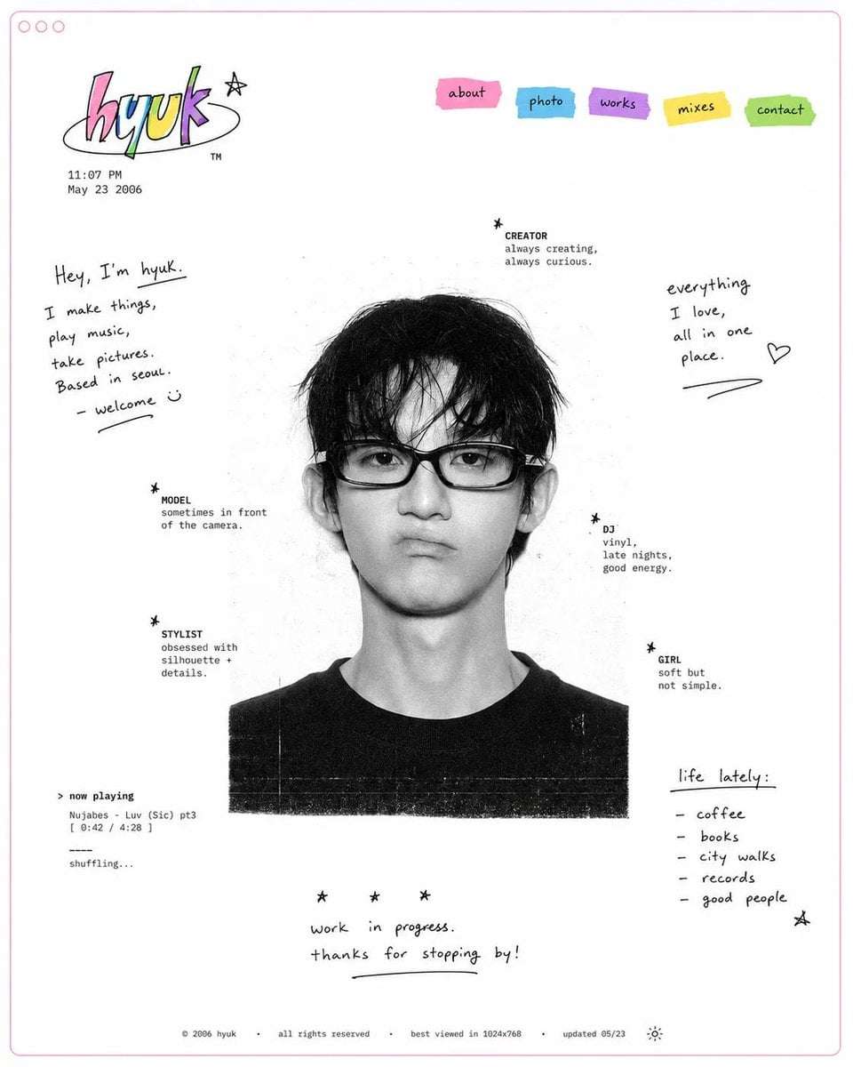 Minimalist Early Internet Profile Page